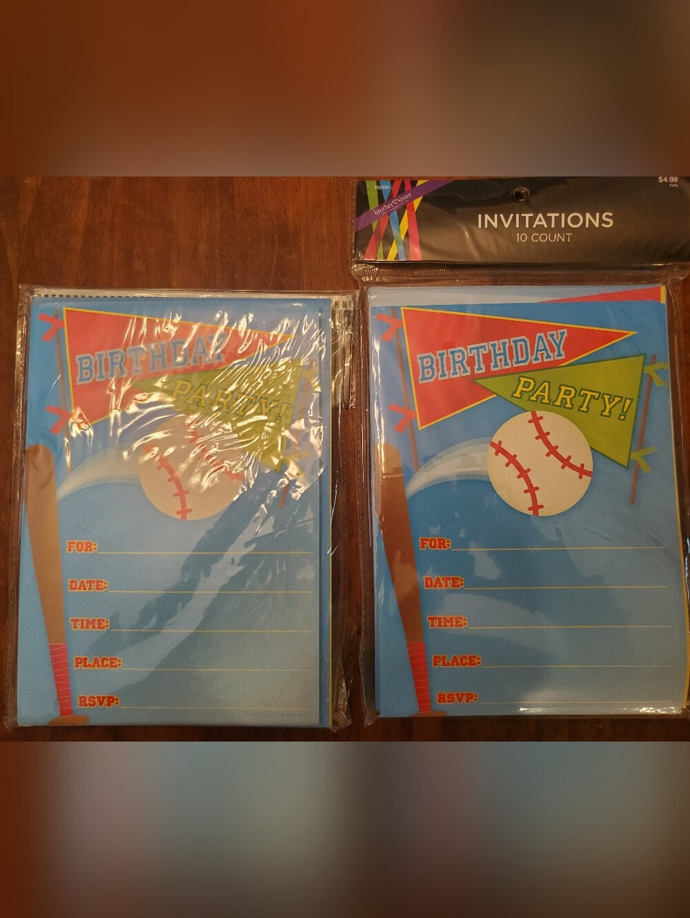 Blue Baseball Birthday Party Invitation - 2 Sets Of 10